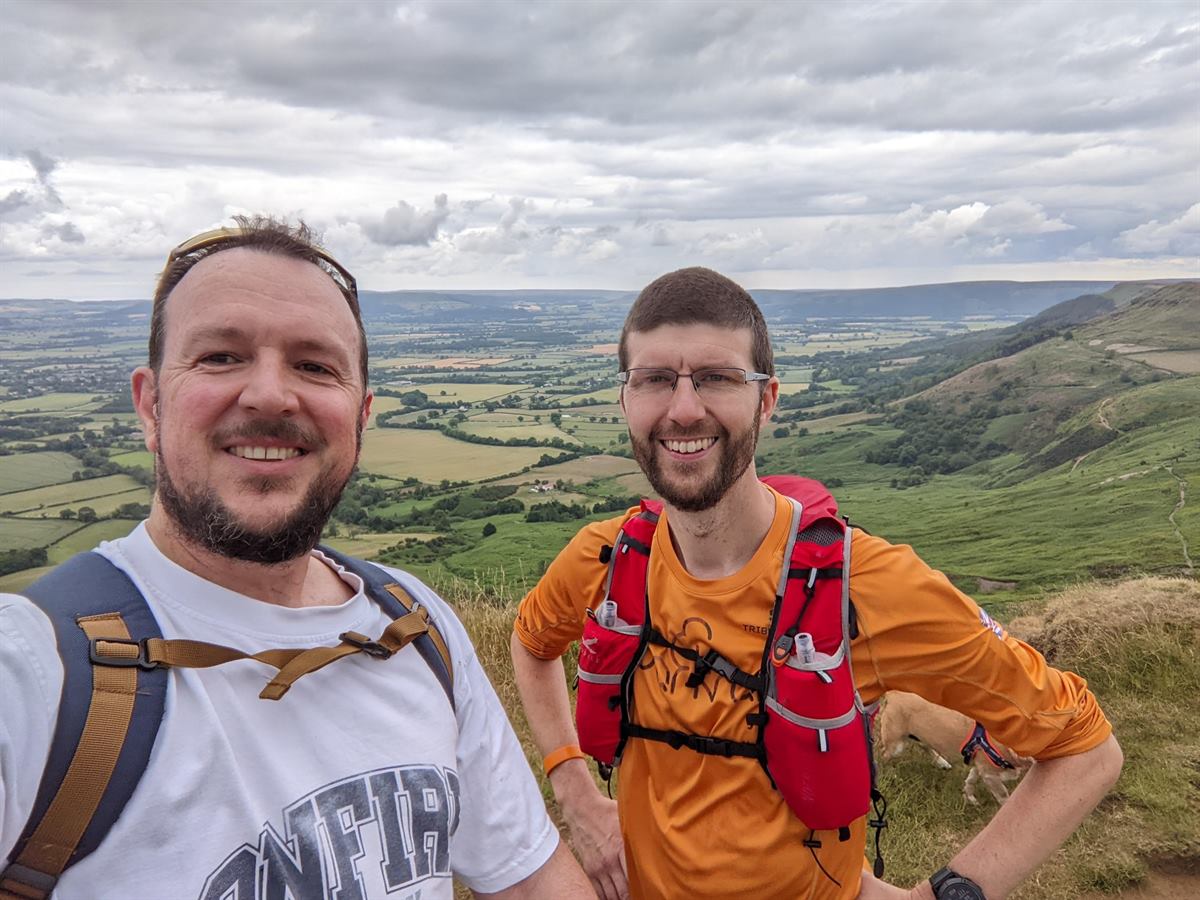 Lee and Ste, founders of SimpleBridgeAI, on the North York Moors